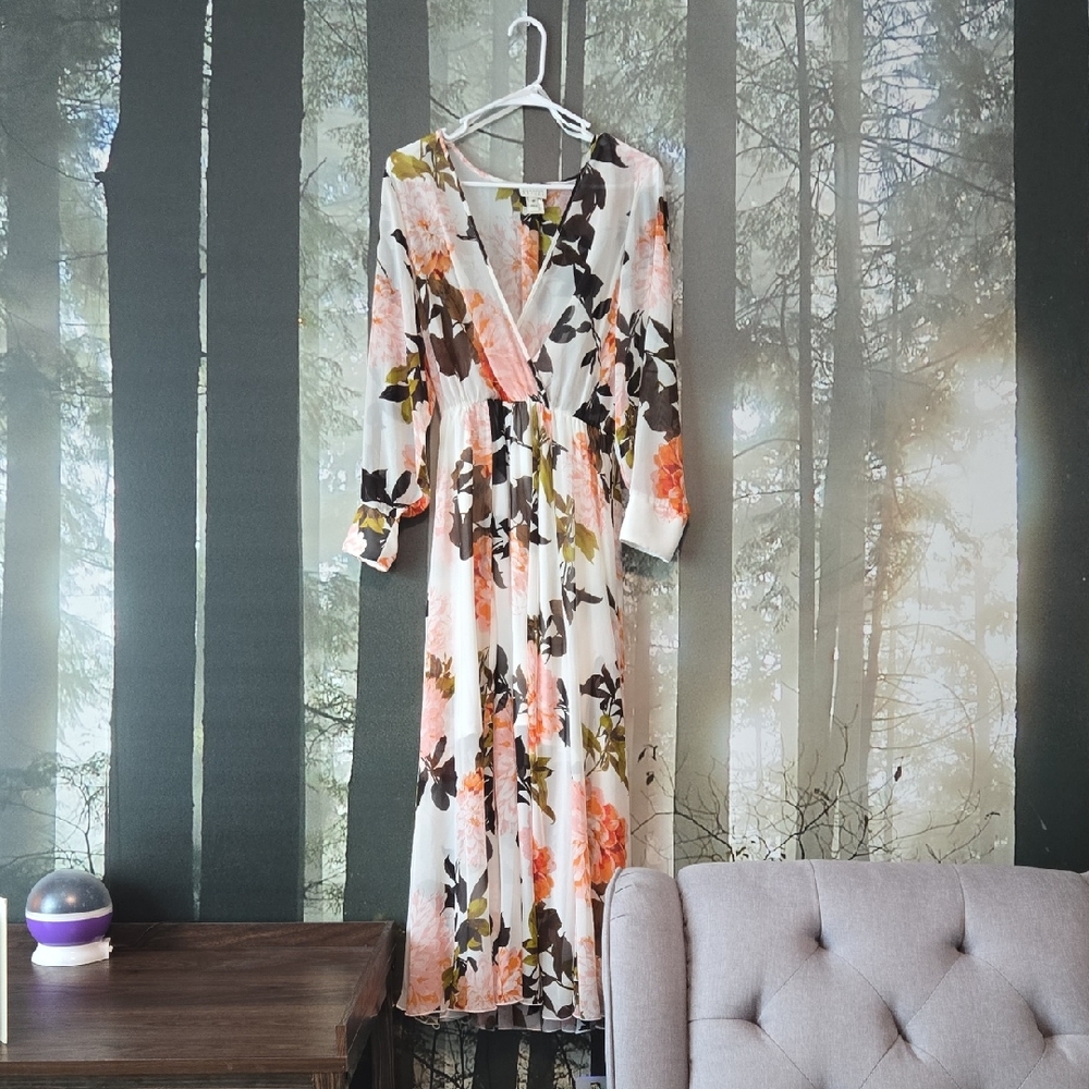 Elegant Floral Long Sleeve Dress